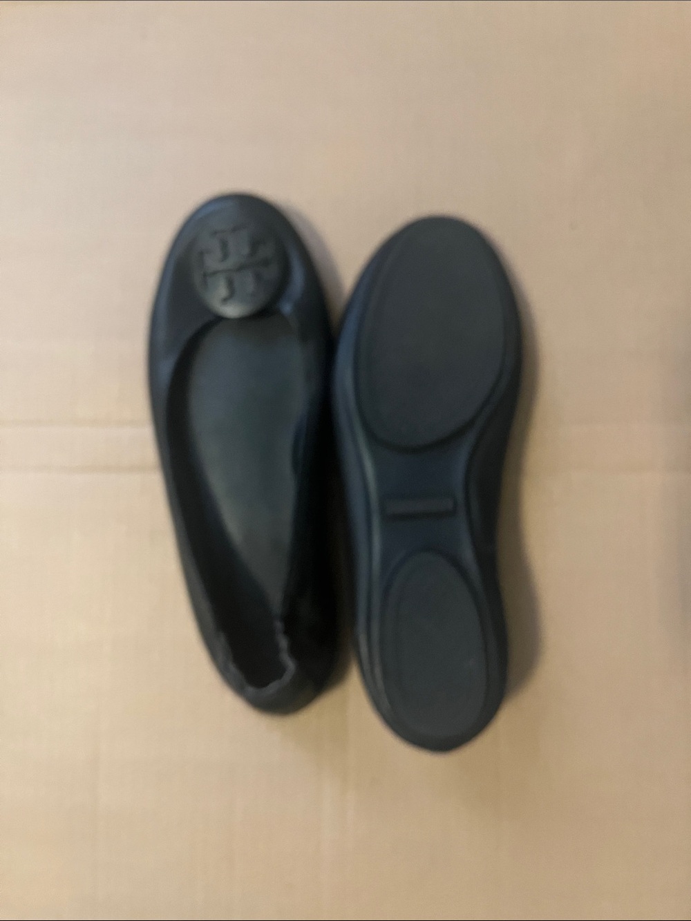 Tory Burch Black Logo Round-Toe Ballet Flats - Matte Black - Picture 2 of 2